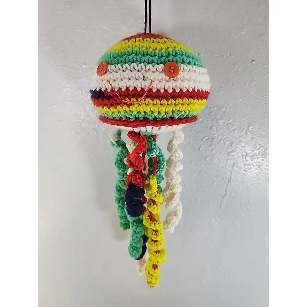 Jellyfish Handmade Crochet multi color  jelly fish gradient Red Green Yellow etc